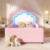 Flieks Polsterbett Prinzessinnenbett in Kronenform, Kinderbett 90x190cm mit LED-Lichtleiste und Sicherheitsgitter Bild 3