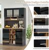 Küchenschrank Buffet Sideboard, Metallgriffe, verstellbare Regale, Schubladen, offener Stauraum, Kippschutzzubehör, geeignet für Küche, Wohnzimmer und Schlafzimmer, Holz, grau schwarz, 105 x 45 x 185 cm Bild 3