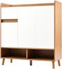 Schuhschrank mit verstellbaren Einlegeböden & offenen Fächern, 90 x 35 x 99 cm, Weiß/Natur Bild 2