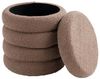 Home4You Polsterhocker Ø 40 x H 46 cm, Taupe, Teddystoff, (1 St), MDF, mit Deckel und Stauraum Bild 4