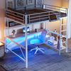 Bett 140x200 cm Hochbett mit LED-Beleuchtung und USB-Anschlüssen – Schreibtisch, Regal & Steckdose, weiß Bild 3