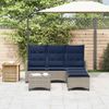 vidaXL 3-tlg. Garten-Sofagarnitur mit Kissen L-Form Grau Poly Rattan 3328644 Bild 3
