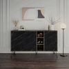 Dmora Kommode Alin, Wohnzimmerbuffet, Wohnzimmer-Sideboard, Moderne Küchen-Speisekammer, 142x36h83 cm, Oxid und Schwarzer Marmor Bild 2