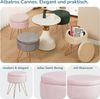 Albatros Hocker mit Stauraum Cannes aus Samt, Sitzhocker rund in Rosa, Fußhocker & Hocker für Schminktisch, Schminktisch Stuhl, Moderner Schminkstuhl Bild 2
