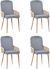 Esszimmerstuhl 4er-Set 90cm×32cm×45cm in Grau – Samtstuhl mit PE-Rattan-Design und Metallbeinen in Holzoptik Bild 4
