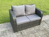 Fimous Rattan Gartenmöbel Set mit Gas Feuergrube Tisch 5 Stücke Indoor Outdoor Loveseat Sofa Set Dunkelgrau Gemischt Bild 5