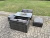 Fimous Rattan Gartenmöbel Set mit Gas Feuergrube Tisch 5 Stücke Indoor Outdoor Loveseat Sofa Set Dunkelgrau Gemischt Bild 3