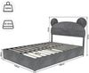 Flieks Kinderbett 140x200cm, Polsterbett mit Cartoon-Kopfteil, Doppelbett mit hydraulischem Stauraum, Samt, Grau Bild 4