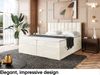 MEBLINI Boxspringbett LUKAS 180x200 cm mit Bettkasten - H3/Creme Samt Polsterbett - Doppelbett mit Topper & Taschenfederkern-Matratze Bild 3