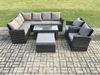 Fimous Gartenlounge Set Rattan Ecksofa Set mit 2 Sesseln Großer Fußhocker Dunkelgrau gemischt Bild 2