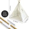 Hej Lønne Kinder Tipi, weißes Zelt, ca. 120 x 120 x 150 cm groß, Spielzelt mit Bodendecke und Fenster, inkl. Beutel und Anleitung, für drinnen und draußen, schadstofffrei Bild 2