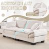 Doppelsitzer Sofa mit Samtbezug, Polsterkissen & Holzrahmen, 224x81x81 cm, Beige Bild 5