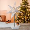Haushalt International LED Tischleuchte Papierstern leuchtend mit silber Schneeflocken, warmweiß, mit 8 warm-weißen LEDs Bild 2