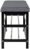 House Nordic Bank mit Kissen und 2 Regalen, grau, schwarze Beine, 100x34x50 cm Bild 3