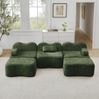 Wohnzimmersofa modular in Grün 70cm×288cm×167cm – rahmenloses Sofa aus Samt mit 2 Hockern Bild 3