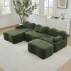Wohnzimmersofa modular in Grün 70cm×288cm×167cm – rahmenloses Sofa aus Samt mit 2 Hockern Bild 4