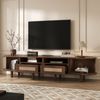 Merax 170cm TV-Schrank, Ovaler TV-Ständer und Fernsehtisch, mit 2 Rattan Design Schubladen, 2 Schiebetür, Lowboard und Fernsehtisch bis zu 70 Zoll, TV-Board und TV-Kommode, Nussbaum Bild 5