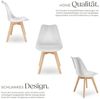 tectake Esszimmerstuhl Küchenstuhl Scandi-Design, gepolsterte Sitzfläche, 49 x 53 x 82 cm (Polsterstuhl Frederikke in weiß, 4 St), ergonomische Form, massive Holzbeine, bodenschonende Filzgleiter Bild 3