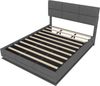 LVHOM Polsterbett 180x200cm mit LED und USB, Einzelbett mit Hydrauliksystem, Stauraumbett Samtstoff, Bettgestell Massiv, Boxspringbett, Grau Bild 2