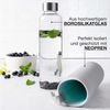 Moritz & Moritz Trinkflasche Trinkflasche Glas 500ml (Blau/Grau), schützender Neoprenbezug & Trageschlaufe Bild 4