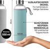 Moritz & Moritz Trinkflasche Trinkflasche Glas 500ml (Blau/Grau), schützender Neoprenbezug & Trageschlaufe Bild 2