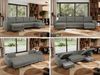 U-förmige Ecksofa, XXL Universalecke mit losen Kissen zum Wohnzimmer, Bettkästen und Schlaffunktion, schwarze Metallbeine - AXEL U - Grau Stoff Bild 2