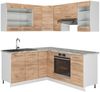 Eckküche Fame-Line Goldkraft Eiche/Weiß 190 x 160 cm, AP Marmor Vicco Bild 1