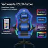 Racing Gaming Stuhl Massage Gamer 12 LED Farben RGB Beleuchtung Blau - ALFORDSON Bild 5