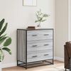 Sideboard SOPI für Wohnzimmer Grau Sonoma 68x35x76 cm und Metall | Kommode Flur Anrichte mit Schubalden Bild 4