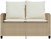 vidaXL Gartensofa 2-Sitzer mit Kissen & Tisch Beige Poly Rattan 4103849 Bild 5