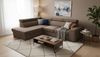 Wohnero24 Ecksofa PAVONE 4 208 x 263 cm – modernes Chenille Sofa Dunkelbraun mit Schlaffunktion 190 x 125 cm & Bettkasten, verstellbare Kopfstützen Bild 3