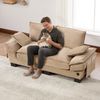 2-Sitzer Sofa aus Cord 190x73x84 cm mit Seitentaschen, beige Bild 2