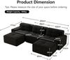 Sofa mit 74 cm Sitzfläche, schwarz, Cord, modular, tief und bodennah, ohne Montage,69x293x177 cm Bild 5