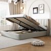 Binaurales LED-Polsterbett 180x200 cm, hydraulisches Bett, wiederaufladbarer USB-Anschluss im Bett, mit LED-Beleuchtung, mit Stauraum, verstellbares Kopfteil, PU, grau Bild 5