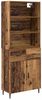 Highboard, BuffetSchrank, Büroschrank Altholz 69,5 x 34 x 180 cm Engineered Wood und Glas Bild 2