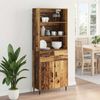 Highboard, BuffetSchrank, Büroschrank Altholz 69,5 x 34 x 180 cm Engineered Wood und Glas Bild 4