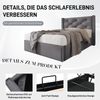 Novelux Polsterbett 90x200 cm mit Stauraum & hydraulischem Bettkasten – Modernes Einzelbett aus Baumwolle & Metallrahmen, inkl, Lattenrost, Grau, 150 kg Bild 3