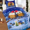 Fleece Bettwäsche Weihnachtsmotiv mit Eulen 135x200 cm Deckenbezug, 80x80 cm Kissenbezug Bild 3