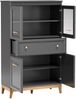 AX LIVING Vitrine Nymphen Dunkelgrau Glas 4 Türen 1 Schublade MDF Eiche Beine Bild 4