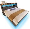 Polsterbett Leinen mit LED, USB-Anschluss & Kopfteil-Stauraum, 160x200 cm, Grau, ohne Matratze Bild 5