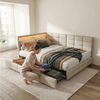 Furnishings Home Polsterbett LED Tagesbett Daybett 90x200cm, Stauraumbett mit Kopfteil (Kopfteil beidseitig montierbar Geeignet für Jungen und Mädchen), mit Lattenrost und Ladefunktion, mit Komforthöhe, Leises Design Bett Bild 4