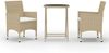 vidaXL 3-tlg. Bistro-Set Poly Rattan und Hartglas Beige 3058380 Bild 2