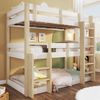 Etagenbett, 90x190cm, Dreifach-Etagenbett fr Kinder, Jugendliche und Erwachsene, Wei?+ Natur Bild 3