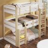 Etagenbett, 90x190cm, Dreifach-Etagenbett fr Kinder, Jugendliche und Erwachsene, Wei?+ Natur Bild 4