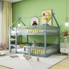 Hochbett Mit Spielebene Grau 140x200 Holz Metall Sicherheitsgeländer Treppe 120kg Tragkraft Kinderzimmer Spielbett Schlafbereich Multifunktional Bild 3