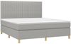 vidaXL Boxspringbett mit Matratze & LED Hellgrau 160x200 cm Stoff, Härtegrad: H2 [3135605] Bild 3