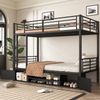 Etagenbett Metall Mit Schuhschrank & Schränken,Sicherheitsumrandung Schwarz,100 kg Tragkraft, 90x200 cm Bild 5