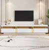 TV-Schrank & Couchtisch Set, weiß mit Marmoroptik, 200x40x42 cm & 100x50x40 cm Bild 3