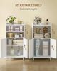 Badezimmerschrank, Badschrank, Küchenschrank mit 2 offenen Fächern, 2 Türen, 2 verstellbaren Einlegeböden, Freistehender Badezimmer, 20 × 37 × 84 cm, Weiß Bild 3