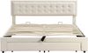 Polsterbett 180x200cm, Samt, Lattenrost, Stauraum, Beige Bild 5